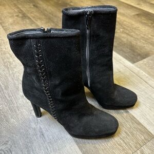 Stuart Weitzman Black Suede High Heel Ankle Boots – Size 6.5 M